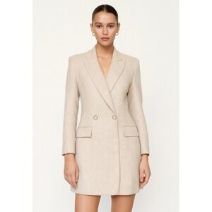 NEW! Zara Double Breasted Long Blazer Jacket Dress Beige Tan SZ S